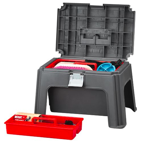 horse grooming kits in a stool box