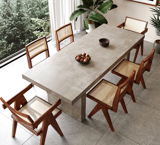 concrete grey farmhouse dining table